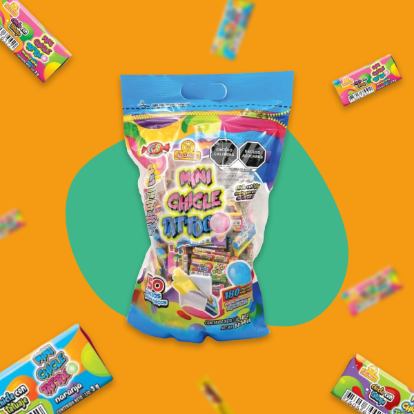 CHICLE LAS DELICIAS MINI TATTOO 150 PZAS.
