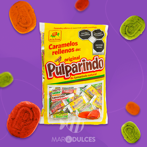 DULCE CARAMELO DE LA ROSA RELLENO DE PULPARINDO 100 PZAS.