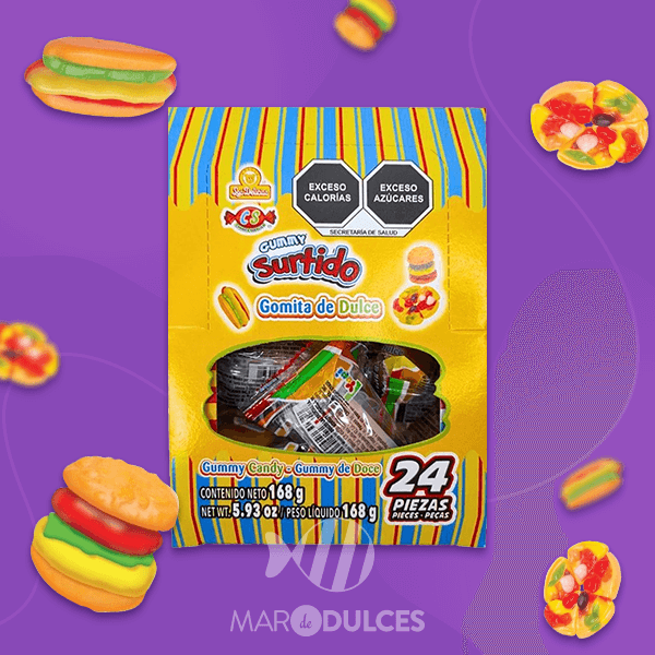 DULCE GOMA LAS DELICIAS GUMMY SURTIDO 24 PZAS.