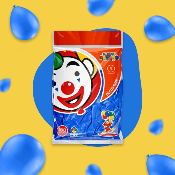 GLOBO PAYASO NO.9 DECORATOR AZUL ROYAL 50 PZAS.