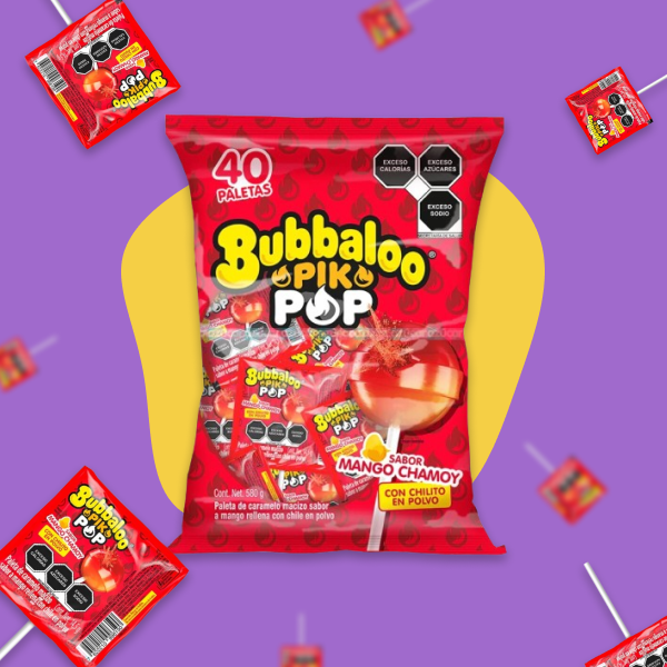 PALETA BUBBALOO PIK POP MANGO 40 PZAS.